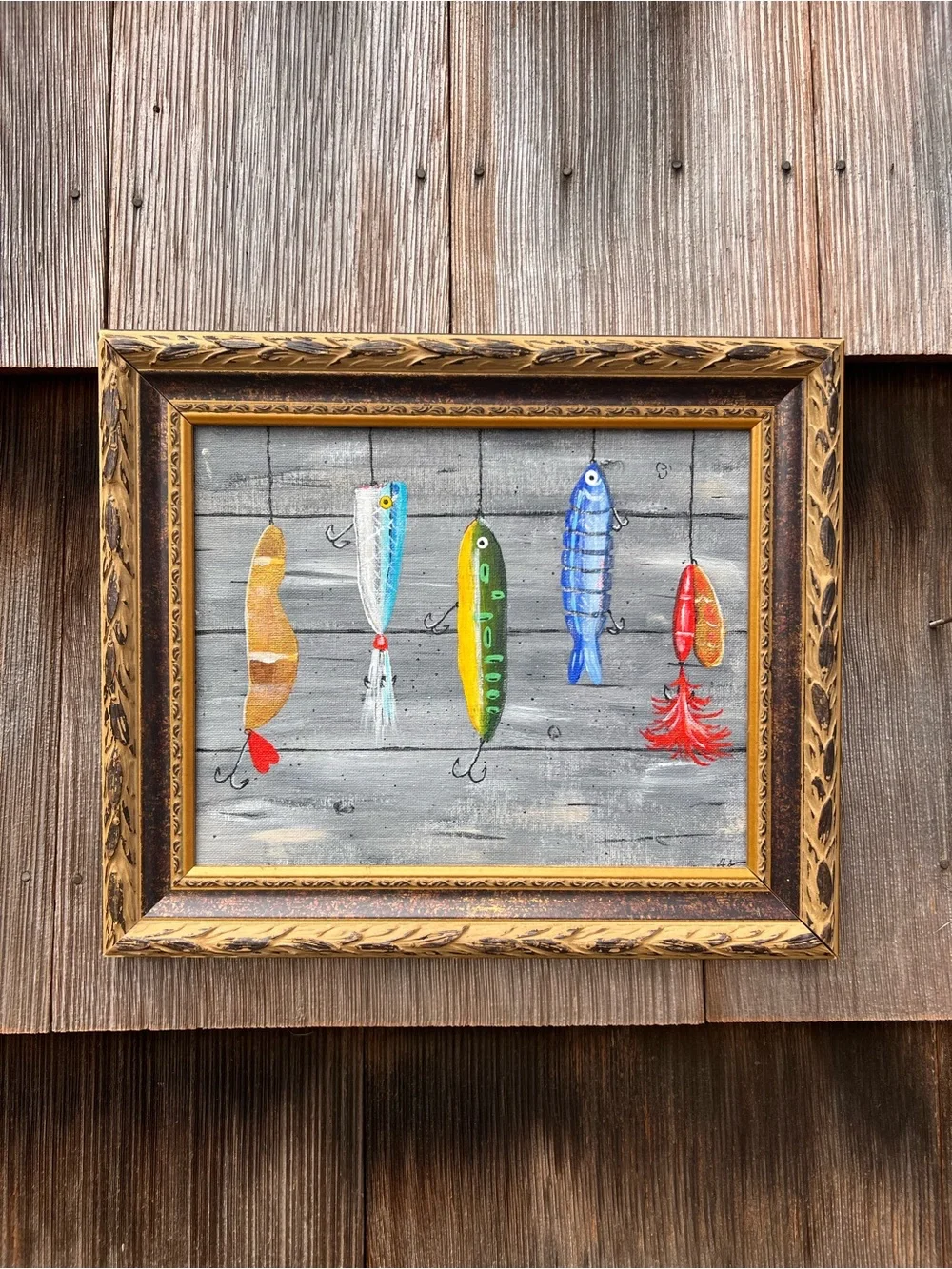 Fishing Lure Acrylic Painting on Canvas